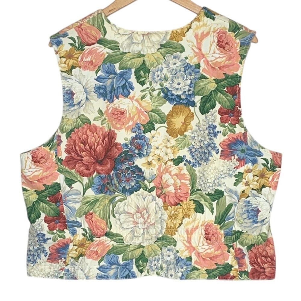 Vintage Floral Vest Top XL Cottagecore Casual Norm Thompson Portland Oregon USA - Picture 2 of 7